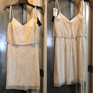 Aiden Mattox White Beaded Cocktail Sheath